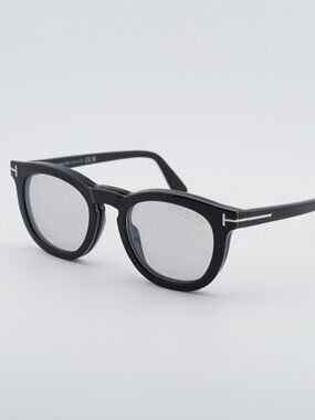 Tom Ford FT5993-B 005 Eyeglasses Black with Clip-On 54mm Round Frame